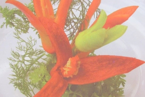Cắt tỉa rau củ quả: Tỉa hoa từ trái ớt đỏ